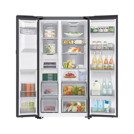 Samsung RS90F65DNFME Side By Side Fridge G641L Inverter AI Energy Metal Cooling Black | TBM Online