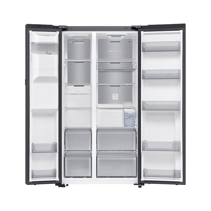 Samsung RS90F65DNFME Side By Side Fridge G641L Inverter AI Energy Metal Cooling Black | TBM Online