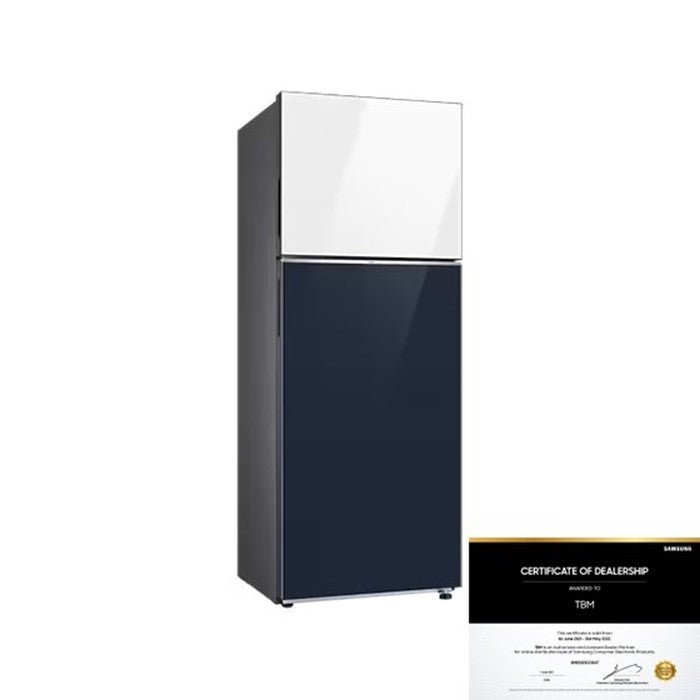 Samsung RT47CB66448AME 2 Doors Fridge Bespoke Top Mount Freezer With Optimal Fresh+ In Clean White Clean Navy 476L | TBM Online