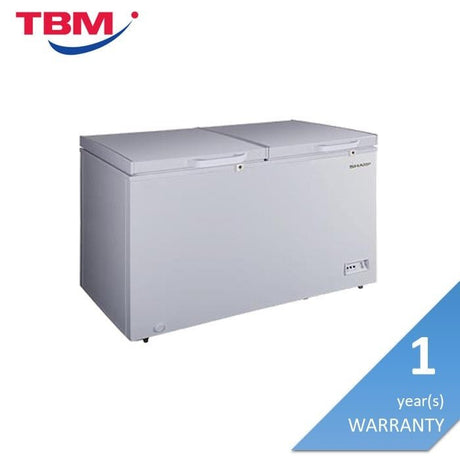 Sharp SJC518 Chest Freezer LED Light R600A Refrigerant Wheels Safety Lock With Key White Inner Wall Dual Cooling & Extra Cool G510L White Color | TBM Online