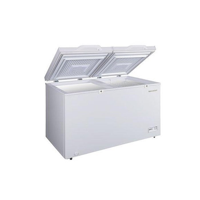 Sharp SJC518 Chest Freezer LED Light R600A Refrigerant Wheels Safety Lock With Key White Inner Wall Dual Cooling & Extra Cool G510L White Color | TBM Online