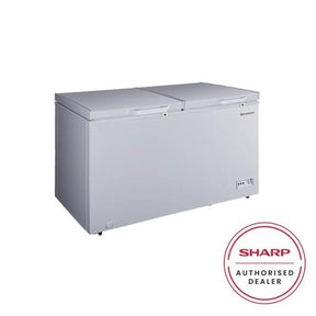 Sharp SJC518 Chest Freezer LED Light R600A Refrigerant Wheels Safety Lock With Key White Inner Wall Dual Cooling & Extra Cool G510L White Color | TBM Online