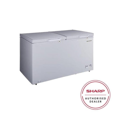 Sharp SJC518 Chest Freezer LED Light R600A Refrigerant Wheels Safety Lock With Key White Inner Wall Dual Cooling & Extra Cool G510L White Color | TBM Online
