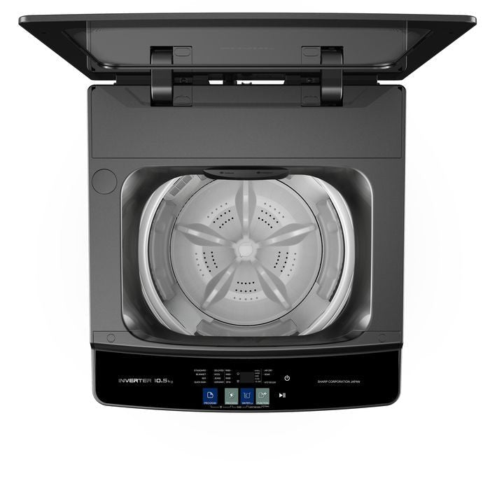Sharp ESWX10AMG Top Load Washer 10.5kg DD Inverter Tempered Glass Lid Colour Touch Panel | TBM Online
