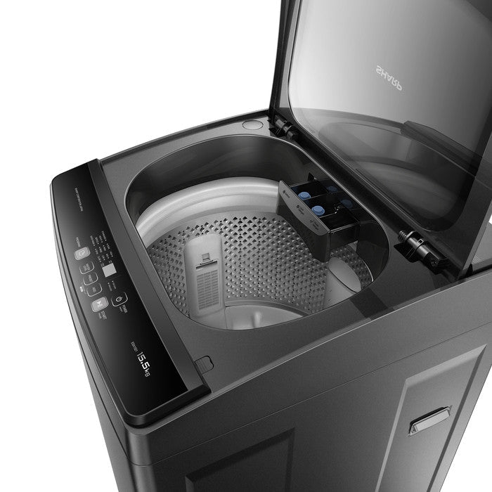 Sharp ESX1521 Top Load Washer LED Display Stainless Steel Tub 15.5 KG | TBM Online