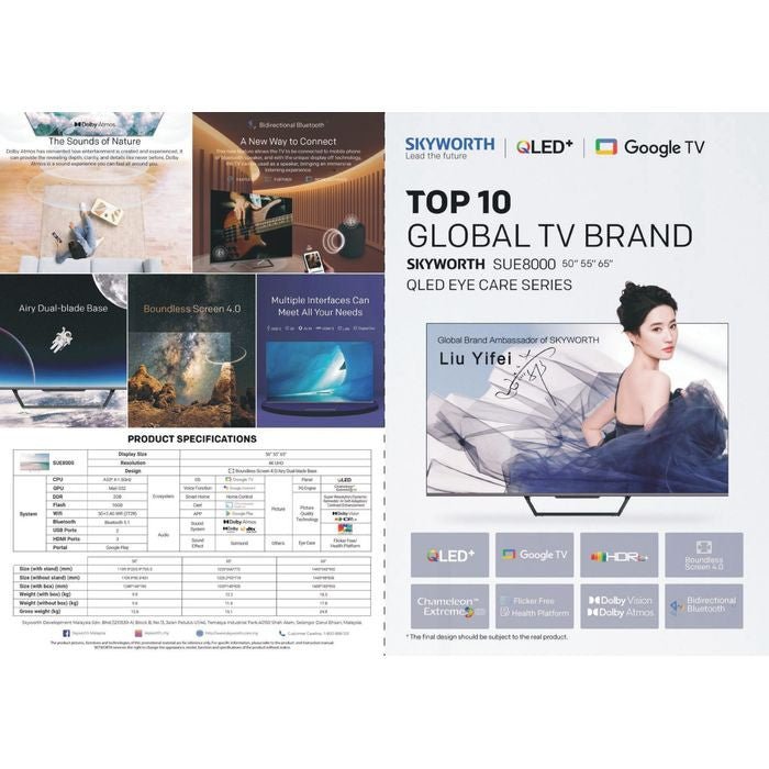 Skyworth 65SUE8000 65" 4K QLED Smart Google TV | TBM Online