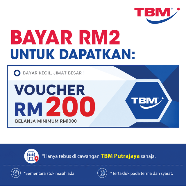 [BAYAR KECIL, JIMAT BESAR] RM 200 Gift Voucher - TBM Putrajaya Exclusive | TBM Online