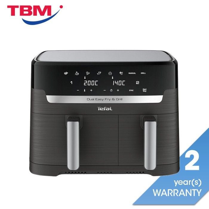 Tefal EY905B Easy Fry Dual Air Fryer & Grill 8.3L Coal | TBM Online