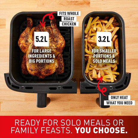 Tefal EY905B Easy Fry Dual Air Fryer & Grill 8.3L Coal | TBM Online