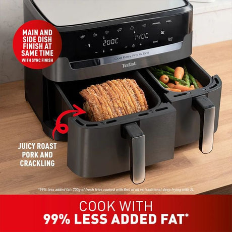 Tefal EY905B Easy Fry Dual Air Fryer & Grill 8.3L Coal | TBM Online