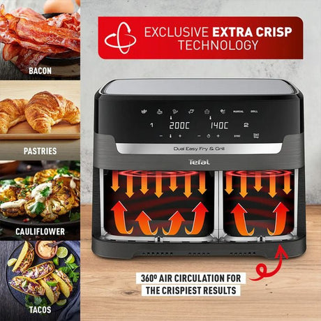 Tefal EY905B Easy Fry Dual Air Fryer & Grill 8.3L Coal | TBM Online