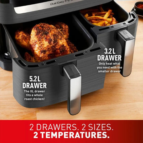Tefal EY905B Easy Fry Dual Air Fryer & Grill 8.3L Coal | TBM Online