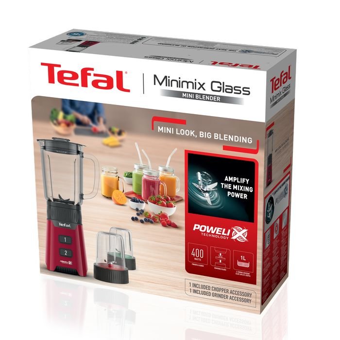 Tefal BL168 Minimix Glass Blender 1.0L 400W With 1L Glass Jug ( Chopper + Grinder) | TBM Online