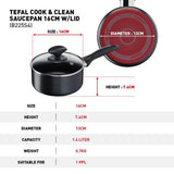 Tefal B225S405 Cook & Clean 4 pcs set (Wokpan 28cm + Saucepan 16cm + Lid 16cm + Spatula) | TBM Online