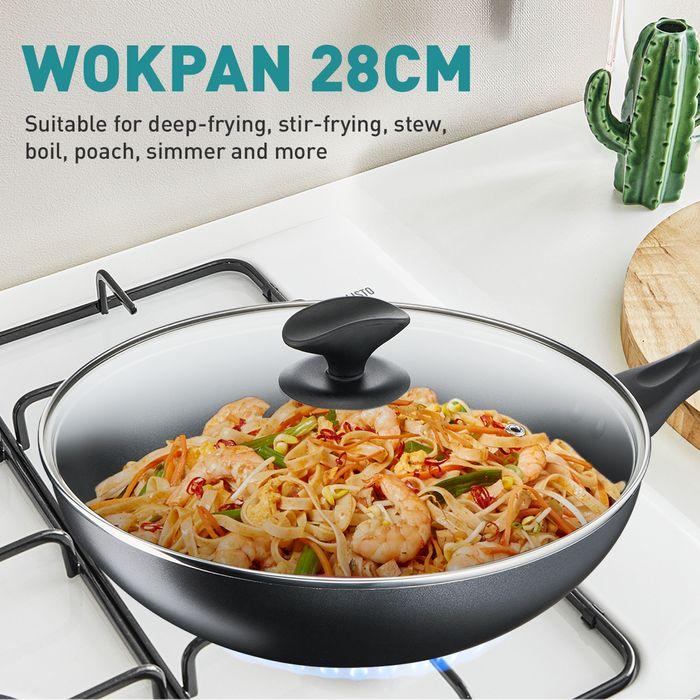 Tefal B225S405 Cook & Clean 4 pcs set (Wokpan 28cm + Saucepan 16cm + Lid 16cm + Spatula) | TBM Online