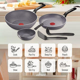Tefal B226S595 Natura 5 pcs Set (Wokpan 28cm + Saucepan 16cm + Deep Frypan 24cm + Ladle + Spatula) | TBM Online