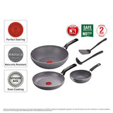 Tefal B226S595 Natura 5 pcs Set (Wokpan 28cm + Saucepan 16cm + Deep Frypan 24cm + Ladle + Spatula) | TBM Online
