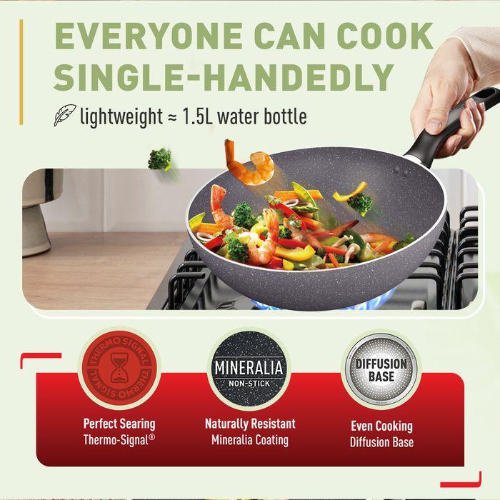 Tefal B226S595 Natura 5 pcs Set (Wokpan 28cm + Saucepan 16cm + Deep Frypan 24cm + Ladle + Spatula) | TBM Online