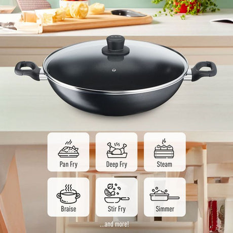 Tefal Cookware Bundle B5039295+K1290114+K12920 (Cook Easy Wok With Lid 36cm + Spoon + Slotted Turner Bundle) | TBM Online