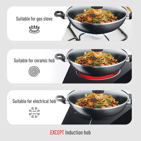 Tefal Cookware Bundle B5039295+K1290114+K12920 (Cook Easy Wok With Lid 36cm + Spoon + Slotted Turner Bundle) | TBM Online