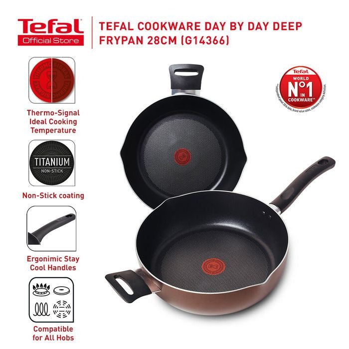 Tefal G14366 Day By Day Deep Frypan 28cm | TBM Online