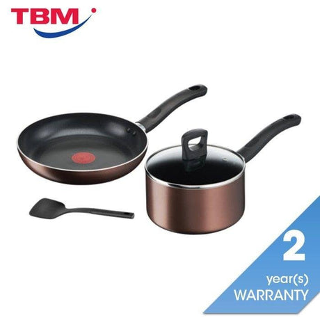 Tefal G143S495 Day by Day 4 pcs Set (Frypan 24cm + Saucepan 18cm + Lid 18cm + Spatula) | TBM Online