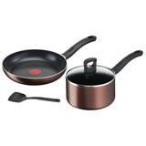 Tefal G143S495 Day by Day 4 pcs Set (Frypan 24cm + Saucepan 18cm + Lid 18cm + Spatula) | TBM Online