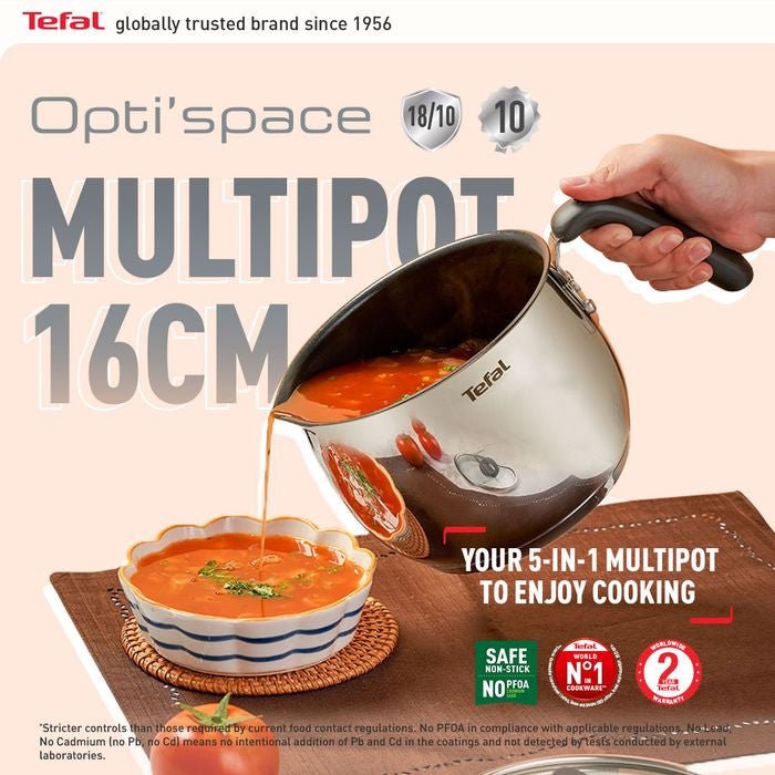 TEFAL G7371795 Opti' Space Multipot Non Stick Cookware 16cm | TBM Online