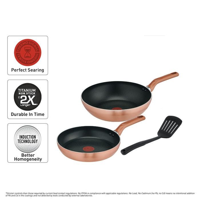 Tefal G808S3 Cook And Shine 3pc Set (FP24, WP28, Spatula) | TBM Online