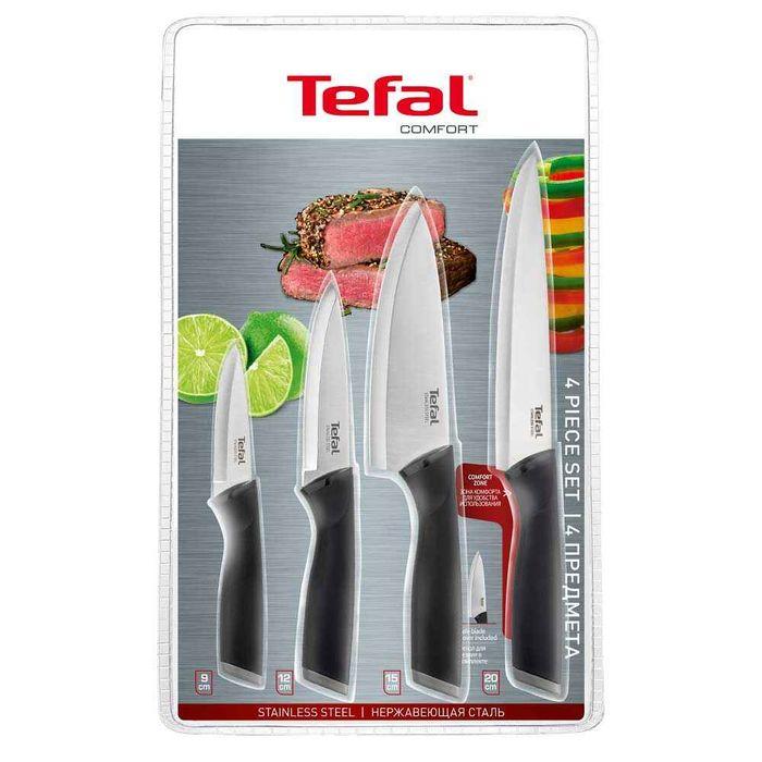 Tefal K221S475 Comfort Knives 4 pcs Set (Paring 9cm + Chef 15cm + Utility 12cm + Slicing 20cm) | TBM Online