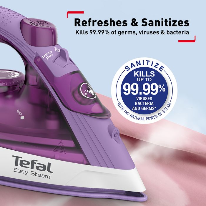 Tefal FV1953 Steam Iron Easy Steam 1200W Purple Non Stick Steam Iron | TBM Online