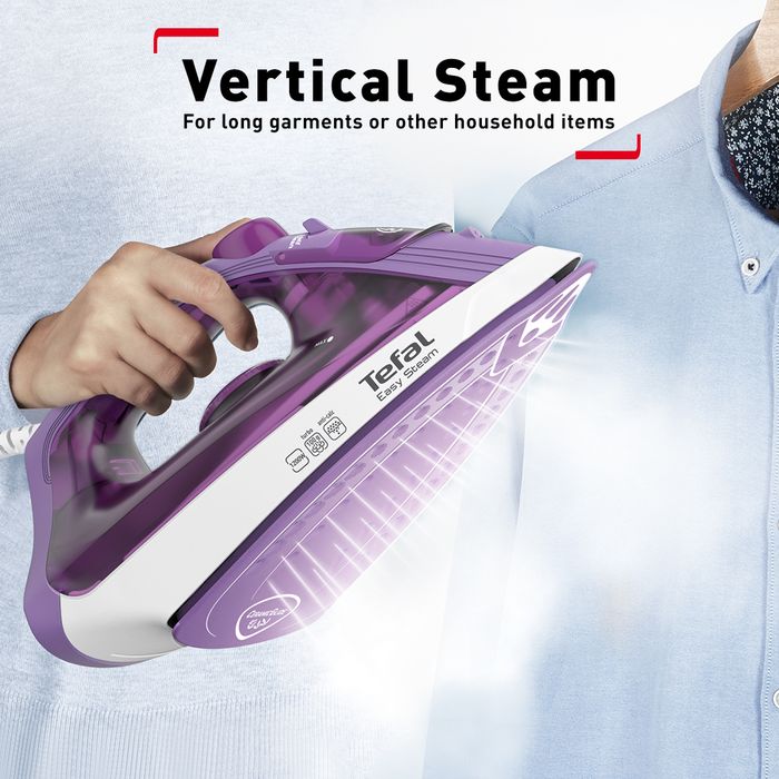 Tefal FV1953 Steam Iron Easy Steam 1200W Purple Non Stick Steam Iron | TBM Online