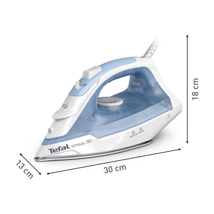 Tefal FV2C41 Steam Iron Virtuo 30 Calm Blue | TBM Online