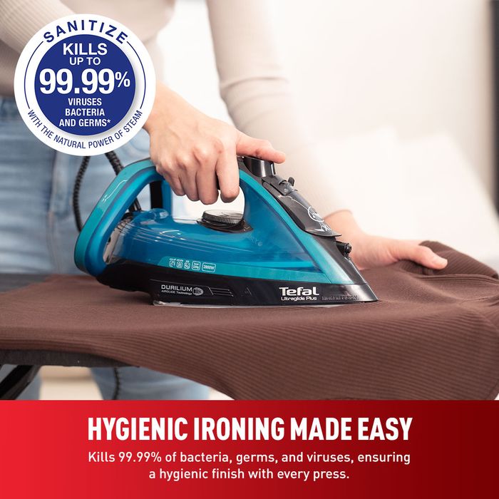 Tefal FV5847 Steam Iron Ultraglide Plus Auto Off Steam Boost 5 Steam Settings Sanitize | TBM Online