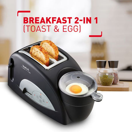 Tefal TT5528 Toaster N' Bean Breakfast 2 in 1 Cook Egg Bread Black | TBM Online