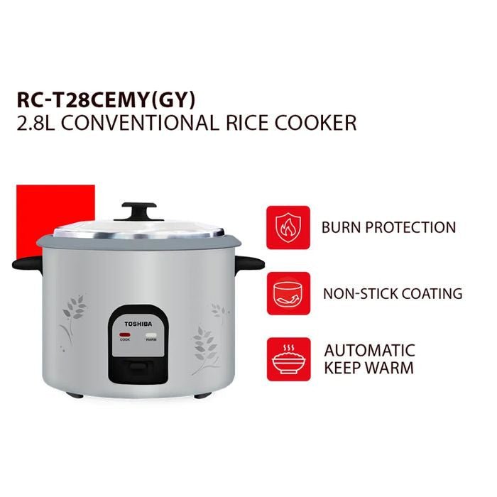 Toshiba RC - T28CEMY(GY) Conventional Rice Cooker 2.8L | TBM Online