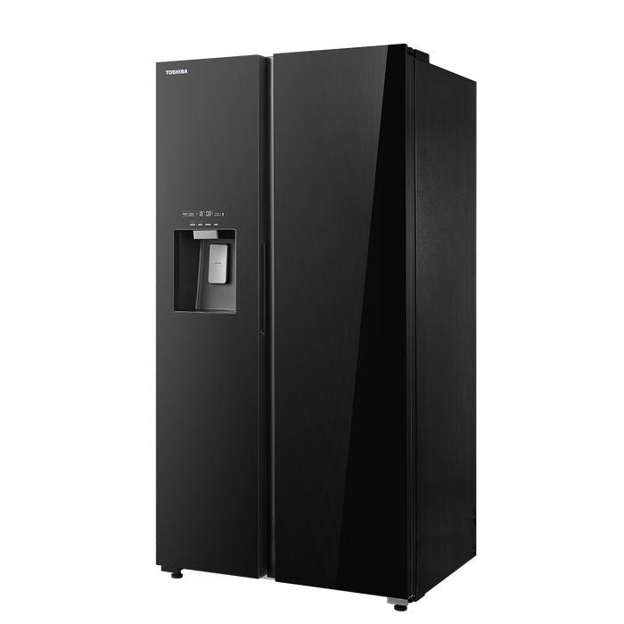 Toshiba GR - RS755WIA - PGY(22) Side - By - Side Fridge 640L TsmatTLife Smart Control Inverter Black Glass | TBM Online