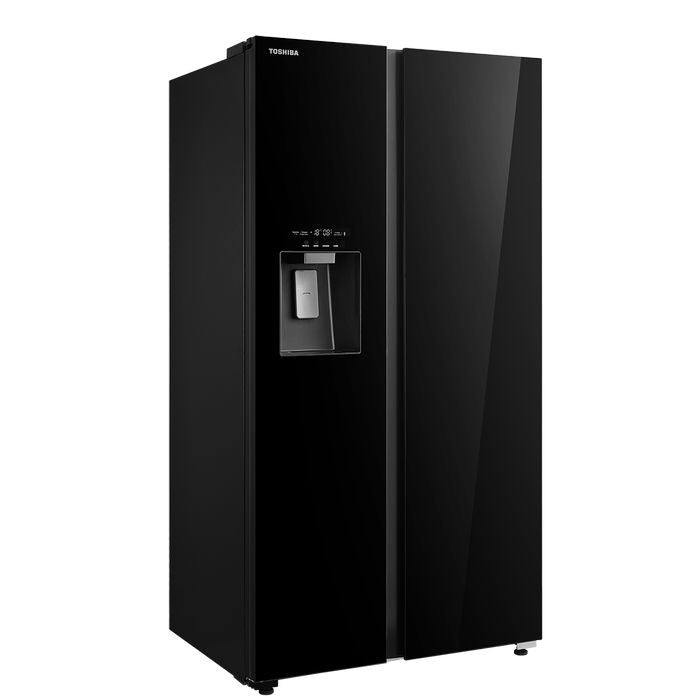 Toshiba GR - RS755WIA - PGY(22) Side - By - Side Fridge 640L TsmatTLife Smart Control Inverter Black Glass | TBM Online