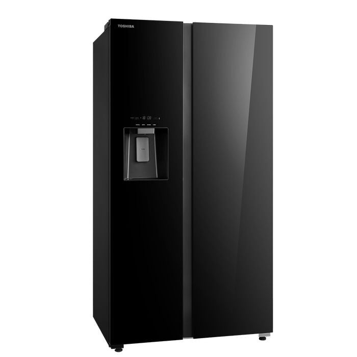 Toshiba GR - RS755WIA - PGY(22) Side - By - Side Fridge 640L TsmatTLife Smart Control Inverter Black Glass | TBM Online