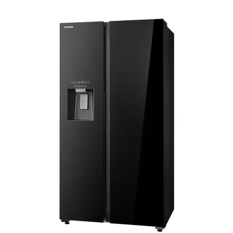 Toshiba GR - RS755WIA - PGY(22) Side - By - Side Fridge 640L TsmatTLife Smart Control Inverter Black Glass | TBM Online