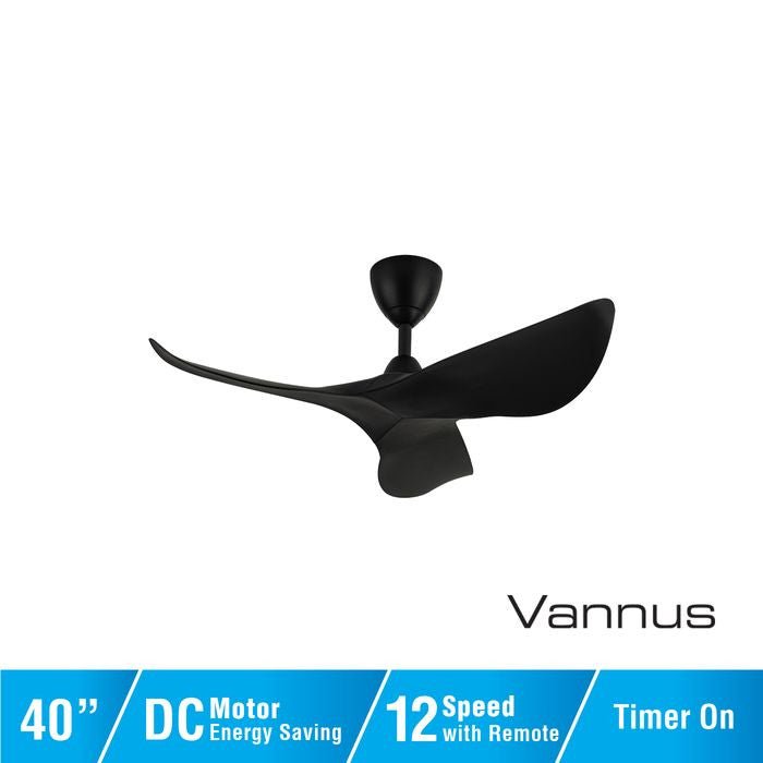 Vannus HARU 3B/40 MATT BLACK Ceiling Fan 40" 3 Blades Matt Black | TBM Online