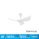 Vannus HARU 3B/40 MATT WHITE Ceiling Fan 40" 3 Blades Matt White | TBM Online