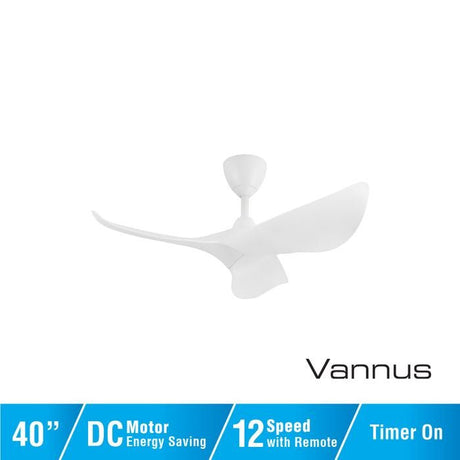 Vannus HARU 3B/40 MATT WHITE Ceiling Fan 40" 3 Blades Matt White | TBM Online