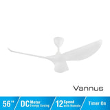 Vannus HARU 3B/56 MATT WHITE Ceiling Fan 56" 3 Blades Matt White | TBM Online