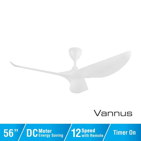 Vannus HARU 3B/56 MATT WHITE Ceiling Fan 56" 3 Blades Matt White | TBM Online