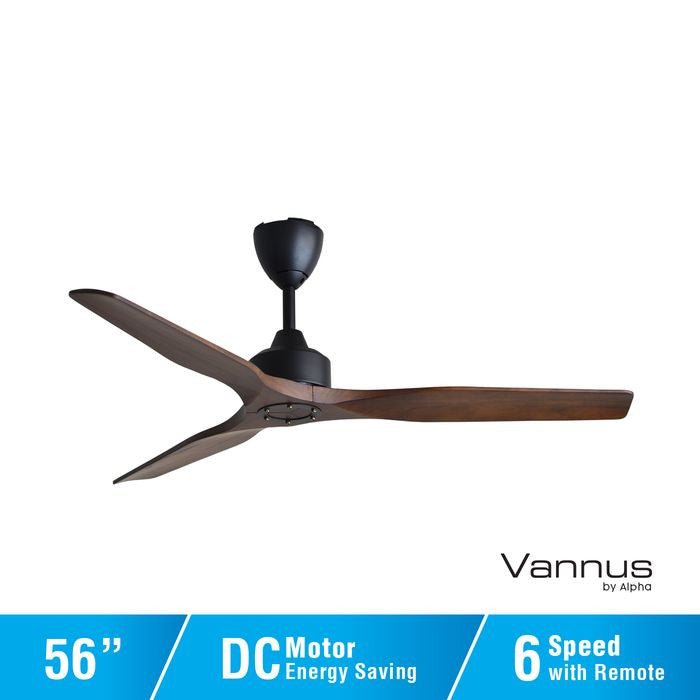 Vannus KS1 3B/56 WALNUT Ceiling Fan 56" 3 Blades Walnut | TBM Online