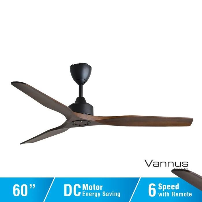 Vannus KS1 3B/60 WALNUT Ceiling Fan 60" 3 Blades Walnut | TBM Online