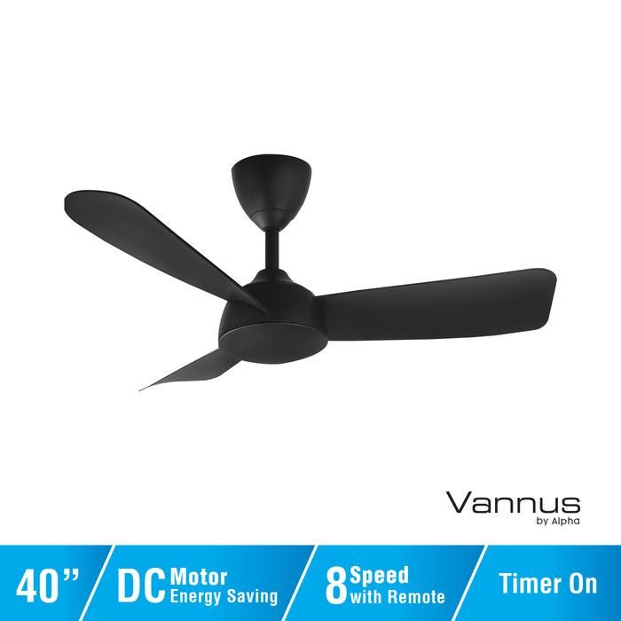 Vannus V3 3B/40 BLACK Ceiling Fan 3 Blades 40" Black | TBM Online