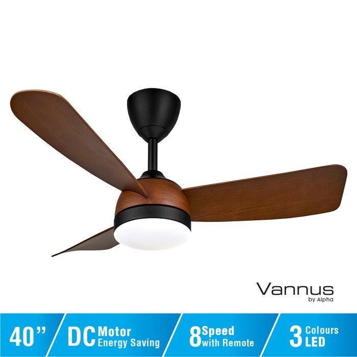 Vannus V3 3B/40 LED WALNUT Ceiling Fan 3 Blades 40" LED Walnut Matt Black | TBM Online