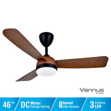 Vannus V3 3B/46 LED WALNUT Ceiling Fan 3 Blades 46" DC Motor LED Walnut | TBM Online